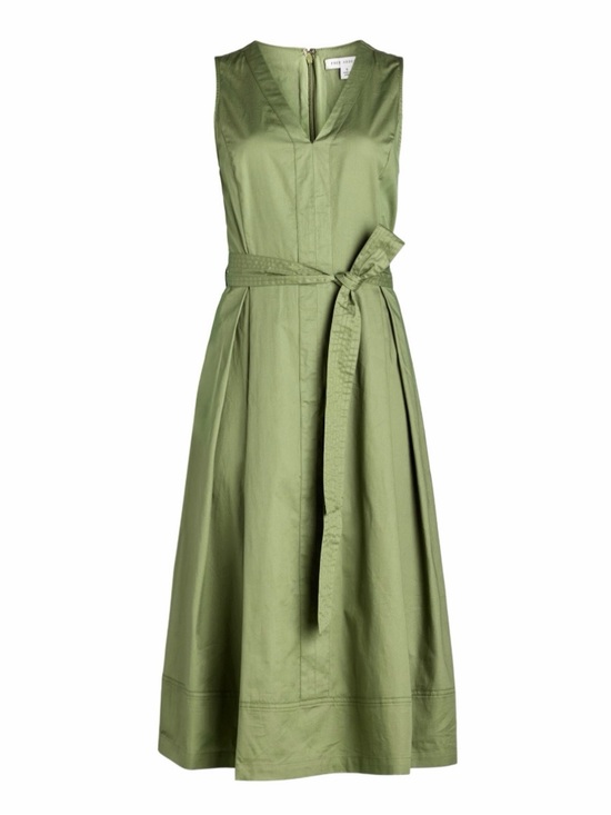 Free Assembly Dresses & Skirts - Sleeveless Olive Tie-Belt Midi Dress